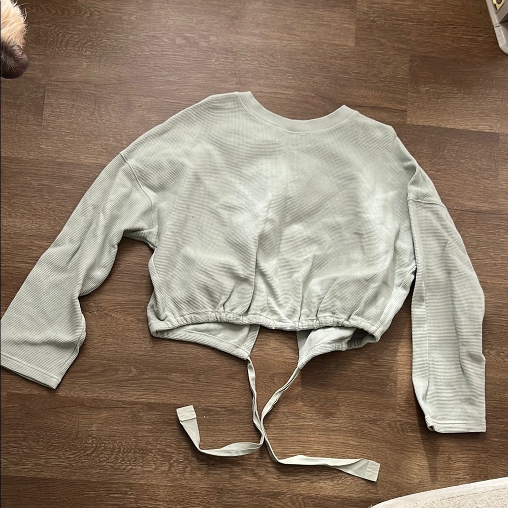 Cozy Waffle Knit Cropped Sweatshirt